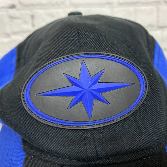 Vintage Polaris Hat Cap Kid's Size Strap Back Black Blue Multi Panel Embroidered - Picture 6 of 9